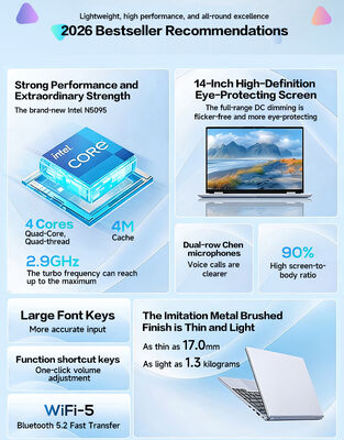 Intel 14 Inch IPS Display Ultrabook Intel Celeron Quad Core Windows 10 11 Compatible SSD Storage Intel UHD Graphics