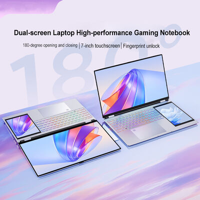 New High Density Battery Dual Band WiFi Intel Celeron Quad Core 15.6 Inch 7 Inch Dual Screen Business Laptop