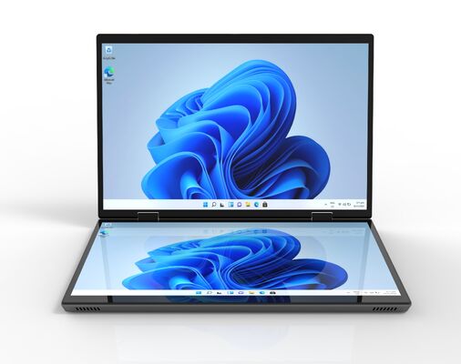 2025 New Upgraded Dual Screen 14 Inches Laptop for Stock Trading Data Comparison 360 Flip Design HighEfficiency Turbo Cooling