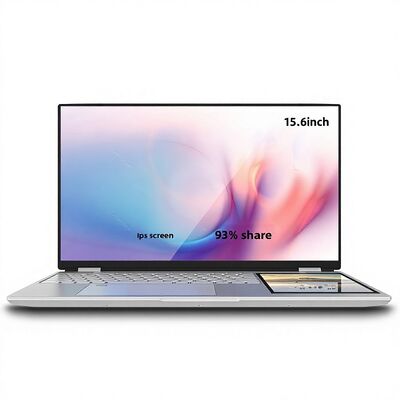 Intel Celeron Quad Core Laptop 15.6-inch IPS Dual Screen Notebook  DDR4 RAM SSD Storage  English Keyboard Magnetic Camera