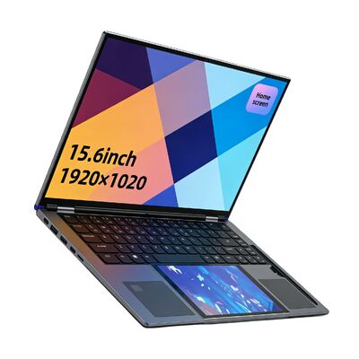 15.6 Inch 7 Inch Dual Screen Business Laptop Intel N150 Facial Recognition 180 Degree Flip Dual Band WiFi English Windows 11 SSD