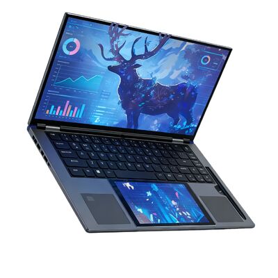 New 15.6Inch  7Inch Dual Screen Business Laptop Intel N150 Processor 180 Degree Flip English System Customizable