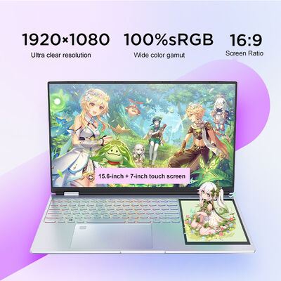 Aether for Gaming Laptop Intel Celeron Quad Core 15.6inch 7inch Dual Screen Full HD SSD Storage Dual Band WiFi 2.4GHz 5GHz