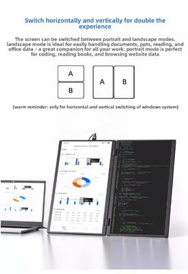 High Cost Performance ultra Thin Folding Dual External Screen 15.6 Inch IPS LED Type C 1920x1080 60Hz Expansion Display