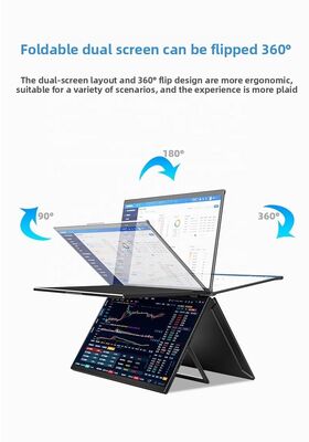 Source Factory Wholesale 15.6 Inch Folding Dual Screen Portable Monitor ultra Thin IPS LCD LED Full HD 60Hz Gaming USB