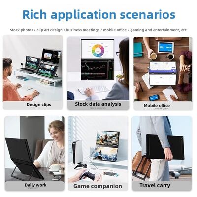 Source Factory Wholesale 15.6 Inch Folding Dual Screen Portable Monitor ultra Thin IPS LCD LED Full HD 60Hz Gaming USB