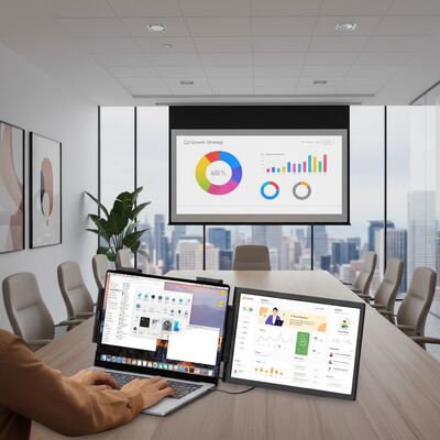 14 Inch IPS Type C Portable Monitor Dual Expandable Secondary Sub Screen for Laptop Office Gaming Travel Business Trip