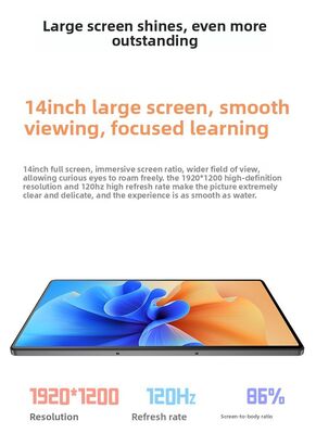 Portable 14 Inch Android Tablet Octa-Core MTK 1.8GHz 6GB RAM 4G GSM WiFi 1920x1200 Capacitive Screen New Business Travel