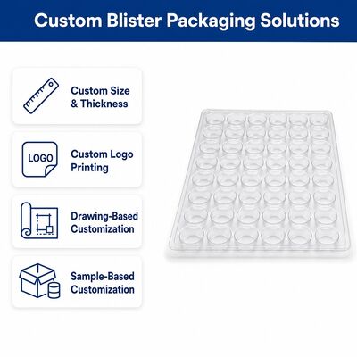 Custom Clear PET Blister Tray 6x8 Cell Matrix Packaging Recyclable Eco Friendly Design for Consumer