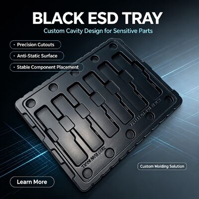 Custom Molded PET Turnover Tray For Sensor Components Packaging ESD Anti Static Blister Tray