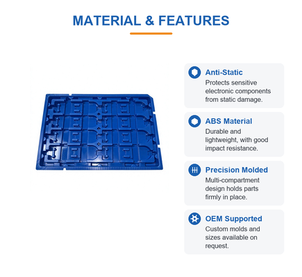 Custom Mold ABS Blister Tray for Electronic Components Packaging Thermoforming Anti Static Insert Tray Wholesale Supplier