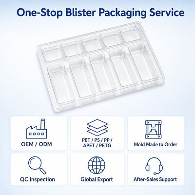 OEM ODM PET Blister Tray Made With Custom Mold Cavity Design Tailored for Hardware and Auto Parts Packaging Factory