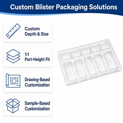 OEM ODM PET Blister Tray Made With Custom Mold Cavity Design Tailored for Hardware and Auto Parts Packaging Factory