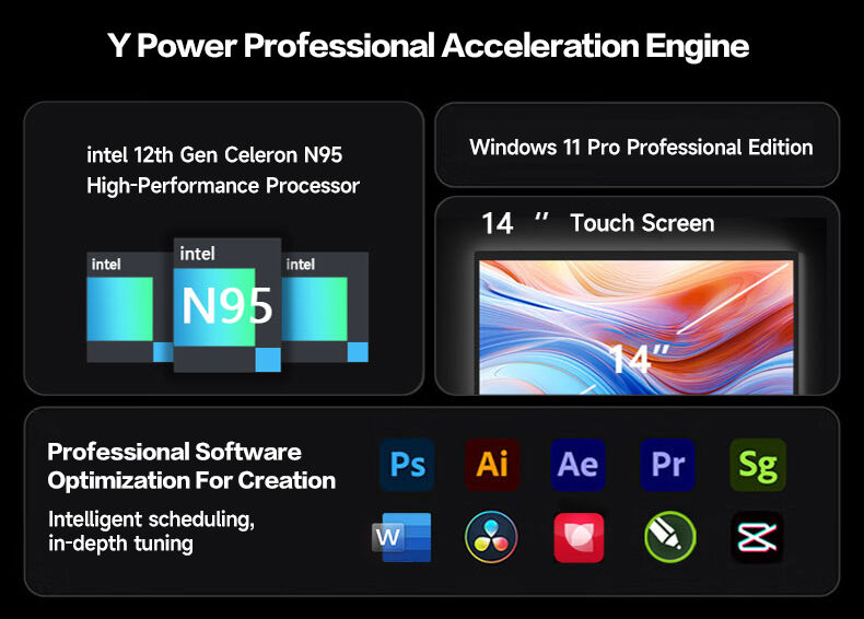Intel 14 Inch IPS Display Ultrabook Intel Celeron Quad Core Windows 10 11 Compatible SSD Storage Intel UHD Graphics