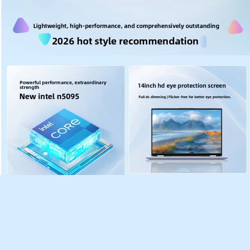 2026 New 14Inches Ultra-thin Intel N5095 Quad Core Laptop with 128G 1024G SSD for Business Notebook Computer
