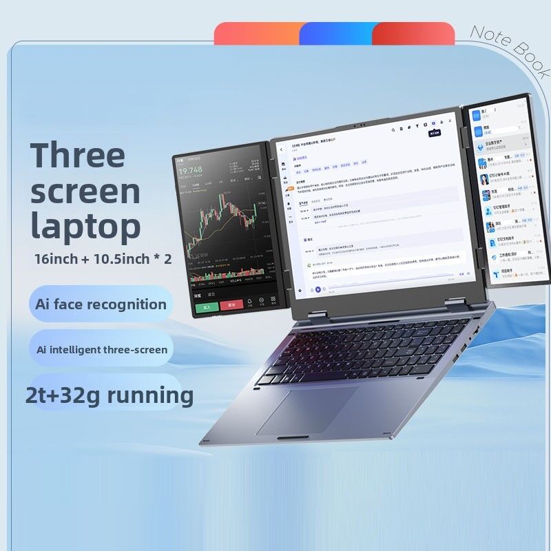 OEM Tri Screen Laptop Intel Core 12 Core 16 Thread 4.7GHz 16GB 32GB DDR4 SSD  Business High Performance New English Stock