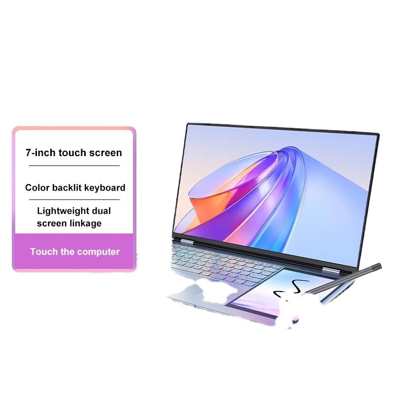 Double Screen Laptop 156 LCD Screen  7 Touch Screen N150 32GB RAM  2TB SSD 7 Colors Backlit Keyboard Laptops