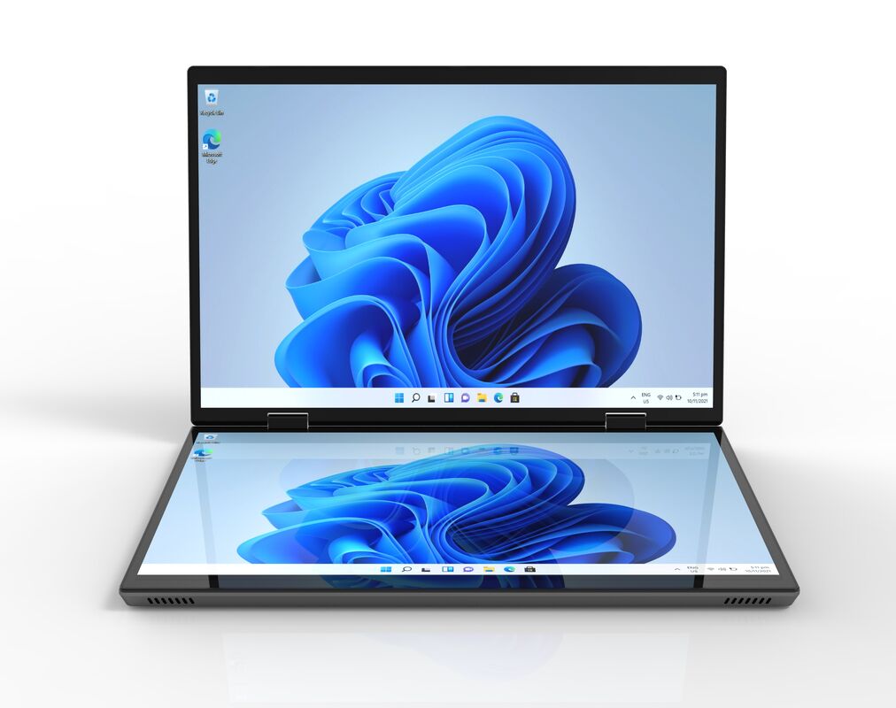Dual Screen 14 and 14 Inch 360 Degrees Flip  Metal Laptop Intel N100 Processor IPS 2K Screen for Personal and Business Use