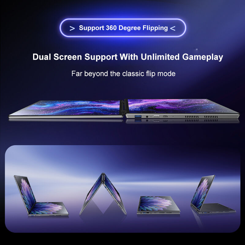 Dual Screen 14 and 14 Inch 360 Degrees Flip  Metal Laptop Intel N100 Processor IPS 2K Screen for Personal and Business Use