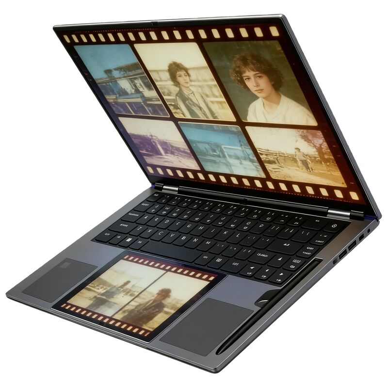 New 15.6 Inch 7 Inch Dual Screen Business Laptop Intel N150 Facial Recognition Support 180 Degree Flip Dual Band WiFi Camera