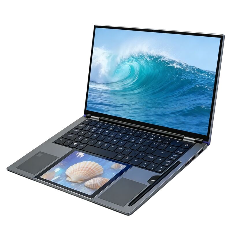 15.6 Inch 7 Inch Dual Screen Business Laptop Intel N150 Facial Recognition 180 Degree Flip Dual Band WiFi English Touch Screen