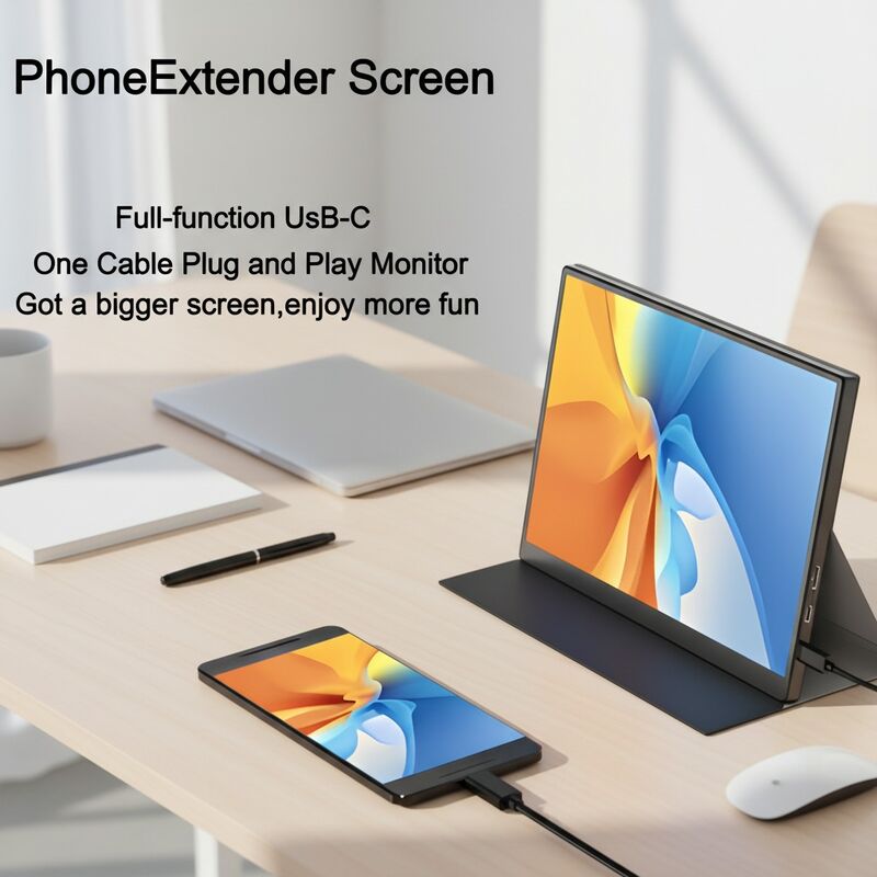 10.5inch LED Backlit Portable Monitor for USB-C Ports Supports One Cable Connection 400 Nits Brightness Easy Expansion