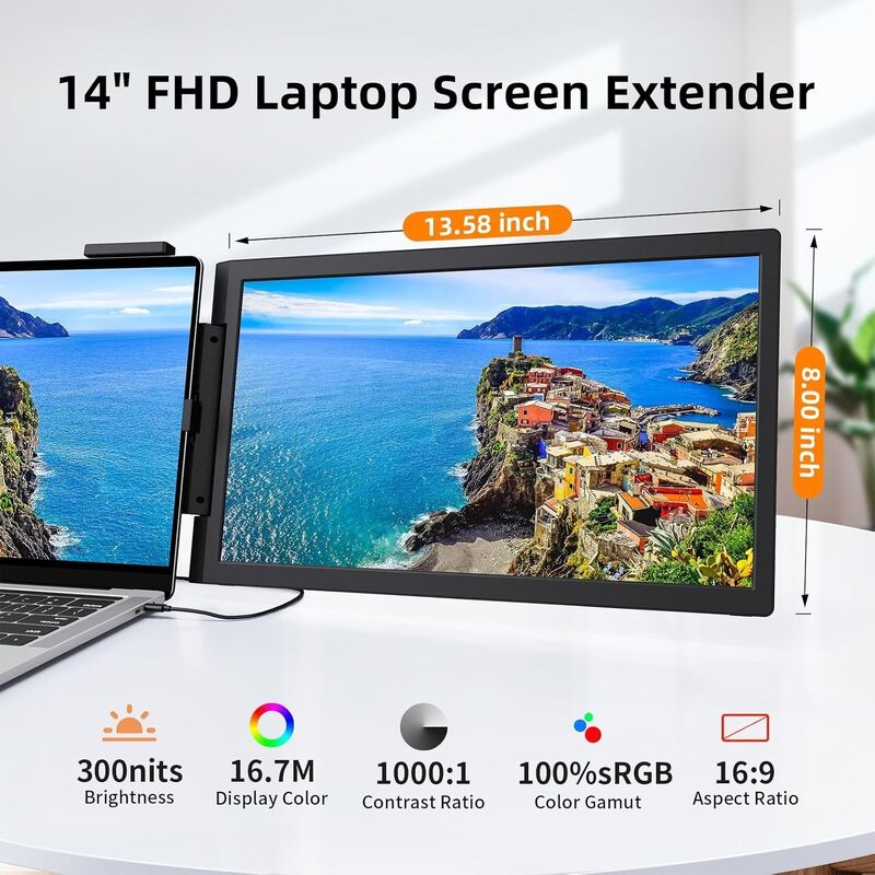 New Source Factory 14Inch Right Portable Display 16:9 LED Backlit Laptop Sub Screen Wholesale Customizable