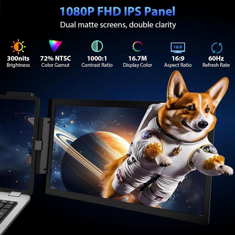 New Wholesale 14Inch Dual Portable Monitor Folding Multi Display 6ms Response Time for Laptop