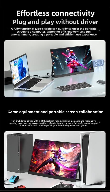 2026 Hot Sale 100Hz 6ms Response IPS Portable Monitor Split Mode Multi Screen Display for PC Laptop