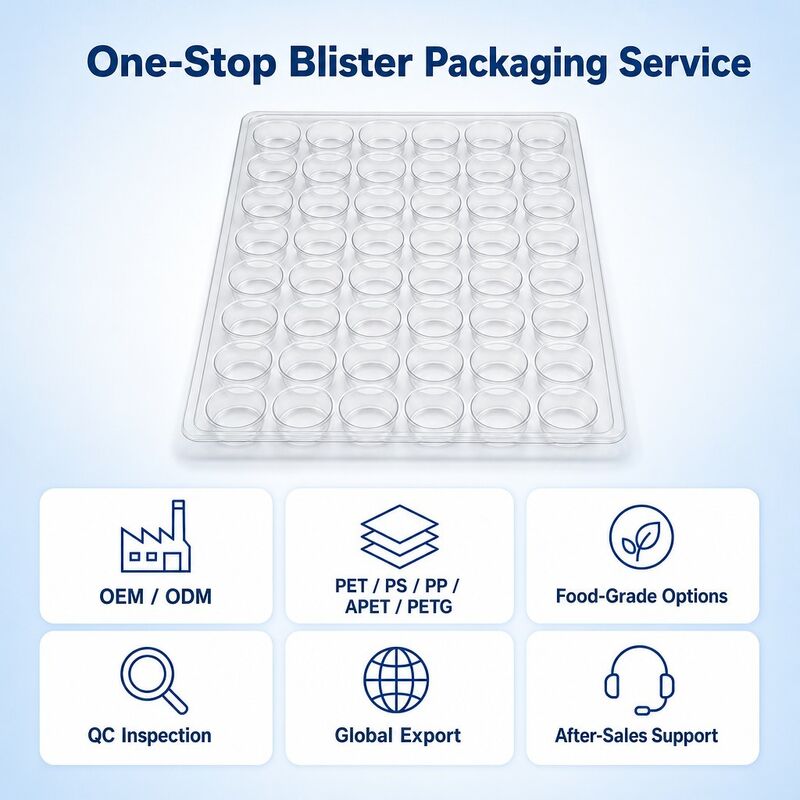 Custom Clear PET Blister Tray 6x8 Cell Matrix Packaging Recyclable Eco Friendly Design for Consumer