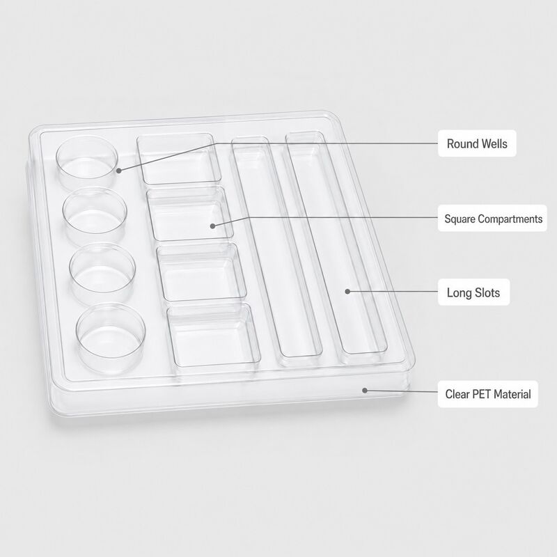 Customized PET Blister Tray  Eco Friendly Clear Plastic Inner Liner Custom Packaging Insert for Electronics  Hardware