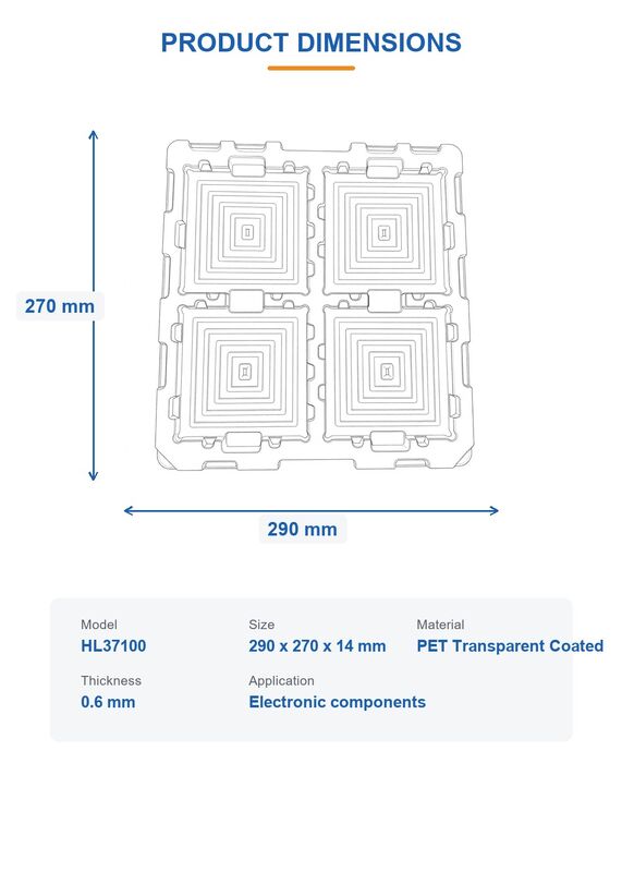 Custom PET Turnover Tote Blister Insert for Microchip IC Packaging Vacuum Formed ESD Safe Tray Precision Pockets