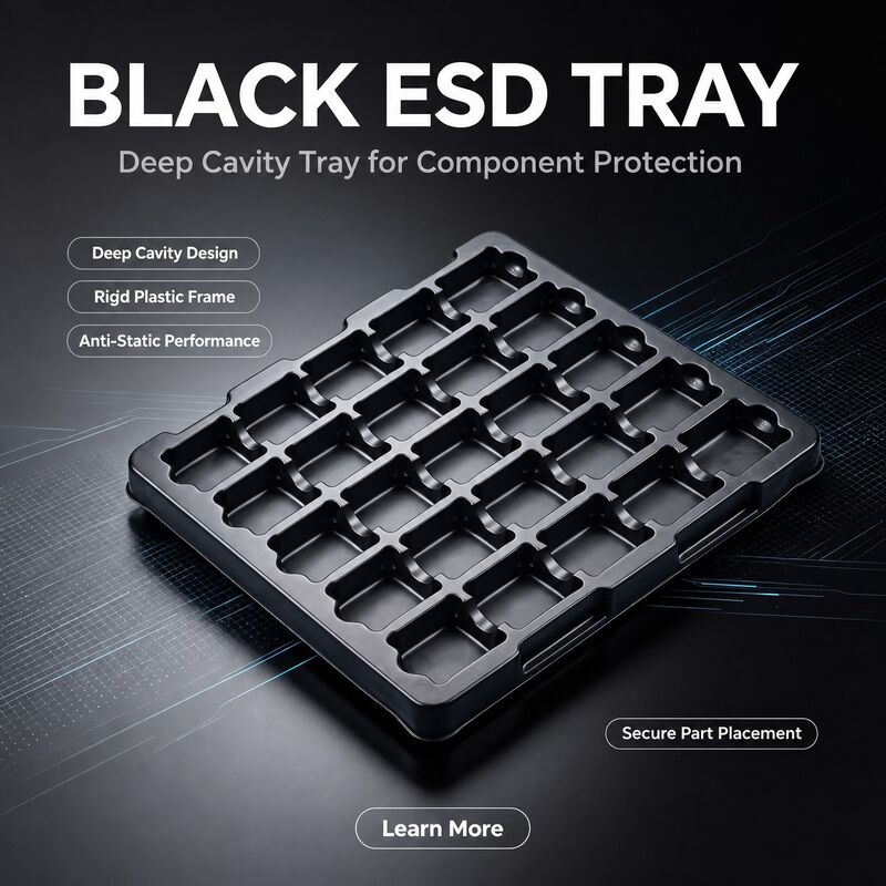 PET Transparent Anti-Static Rectangle Blister Tray Custom Conductive Plastic Vacuum Forming PCB Packaging Tray