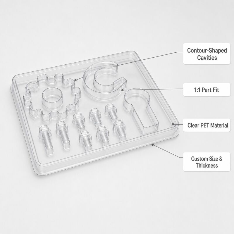 Transparent Recyclable PET Sheet Formed Tray for Hardware Goods Crystal Clear Display Packaging Vacuum Blister Box