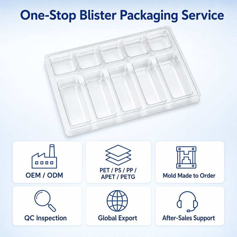 OEM ODM PET Blister Tray Made With Custom Mold Cavity Design Tailored for Hardware and Auto Parts Packaging Factory