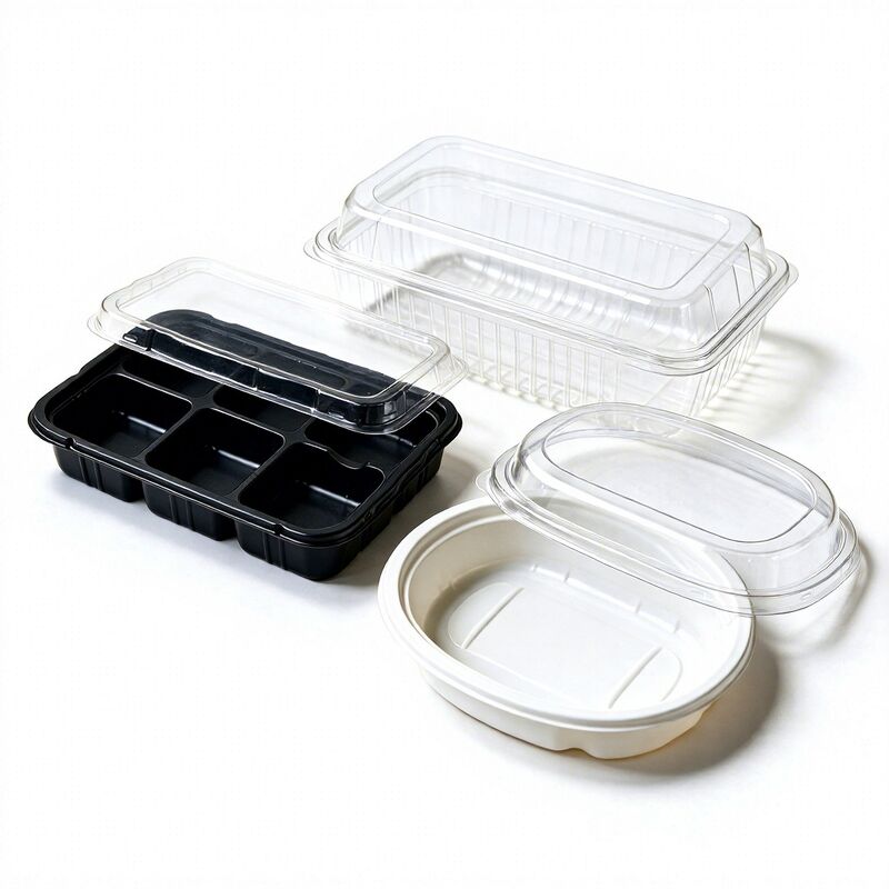 Food Grade PET Multi Compartment Blister Box With Lid Custom Size Thickness Food Divider Plastic Packaging Container