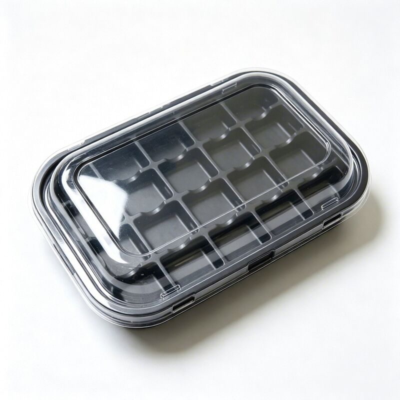 Food Grade PET Multi Compartment Blister Box With Lid Custom Size Thickness Food Divider Plastic Packaging Container