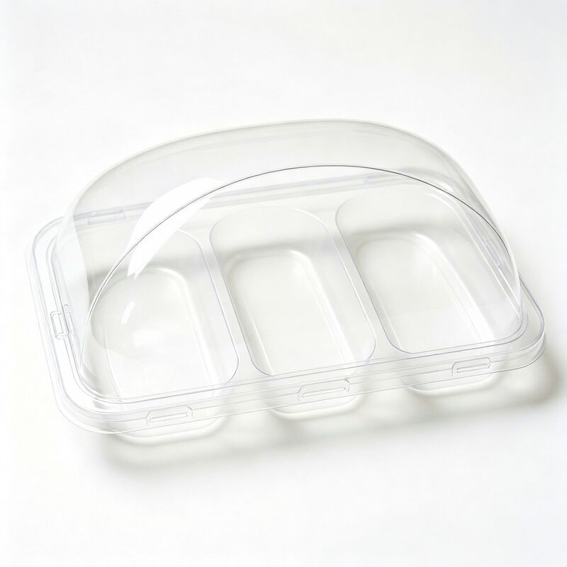 Custom Clear Food Grade Multi Compartment Blister Container With Lid for Bakery Dessert Snack Packing Box