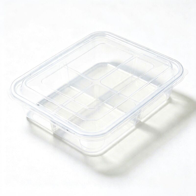 Custom Clear Food Grade Multi Compartment Blister Container With Lid for Bakery Dessert Snack Packing Box