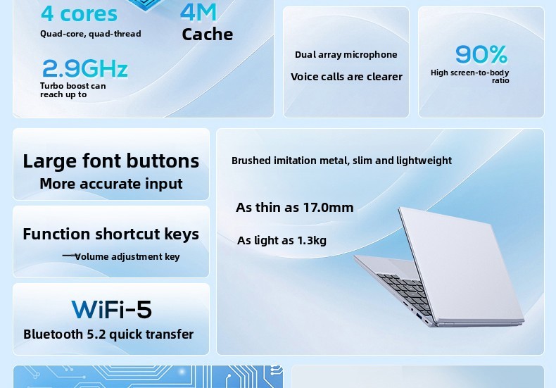 Manufacture 14 Inch Intel Celeron N5095 Notebook PC DDR4 16GB 128G OEM Home School Business Office Laptops Computer