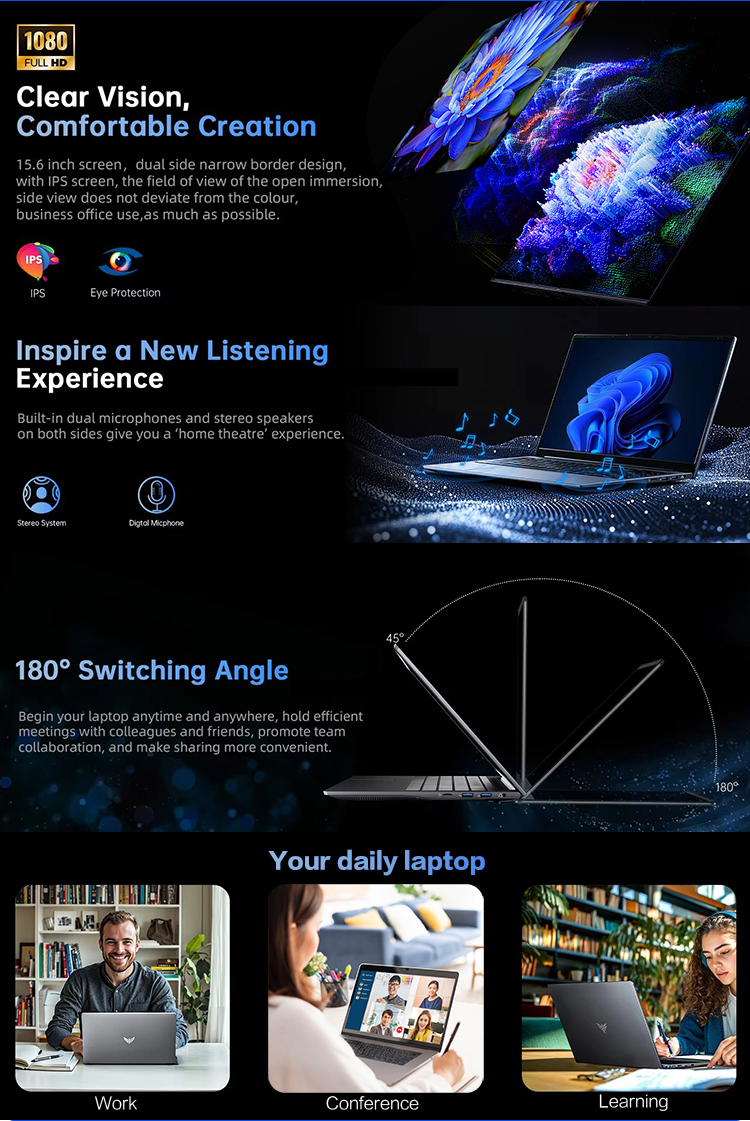 New 16inch IPS 144Hz Intel N95  16GB 256GB SSD Win11 Laptop for Personal Home Use