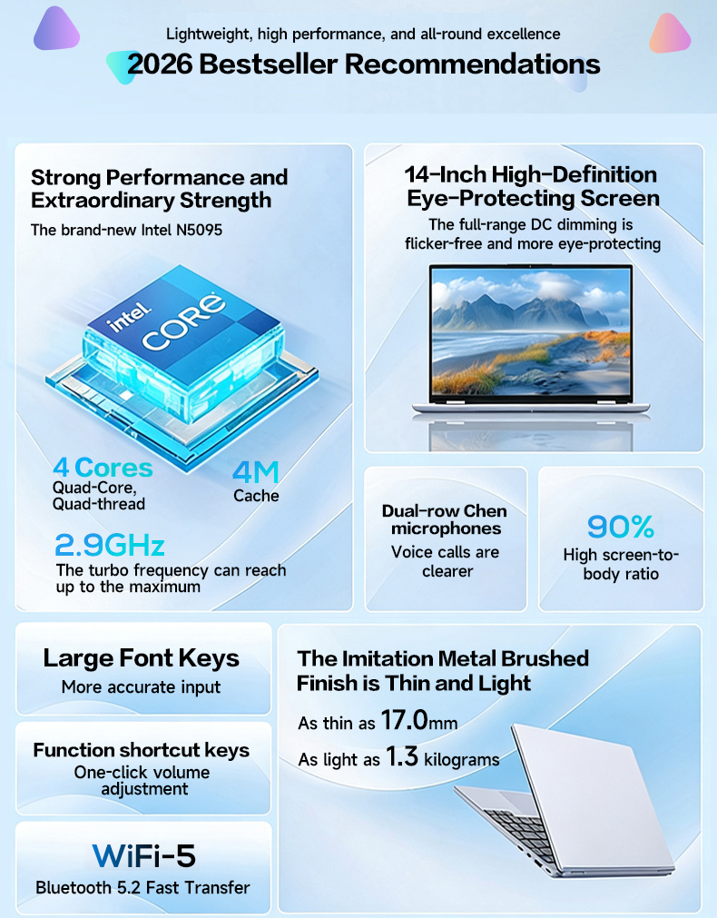 Intel 14 Inch IPS Display Ultrabook Intel Celeron Quad Core Windows 10 11 Compatible SSD Storage Intel UHD Graphics