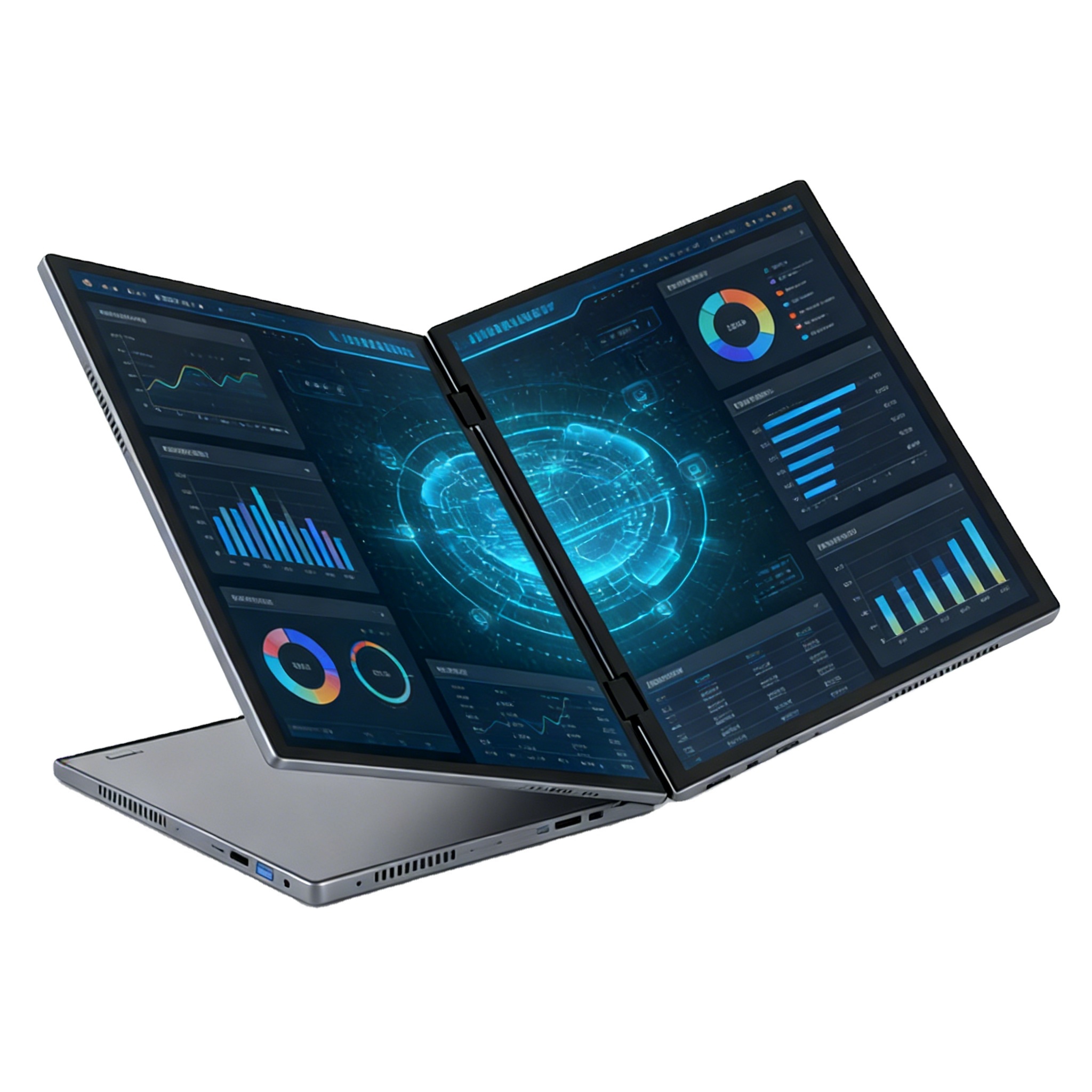 New 2025 Upgraded DualScreen Laptop for Stock Trading Data Comparison 360 Flip Design HighEfficiency Turbo Cooling Windows 11