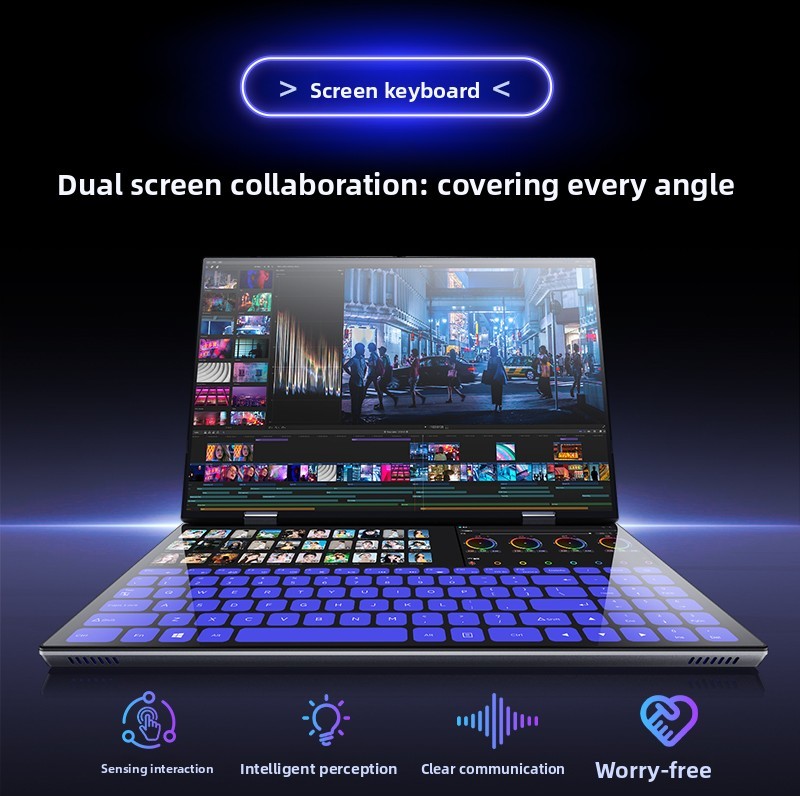 Factory Direct Sales Wholesale High Quality Brand New14Inch Laptop Dual Screen Display Business Portable Quad Core for 3D Gaming