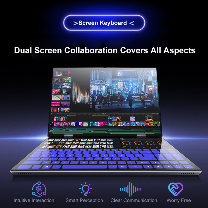 New 14Inch Dual Screen Metal Laptop N100 IPS Touchscreen 32GB DDR4 512GB1TB2TB SSD for Personal  Business Use