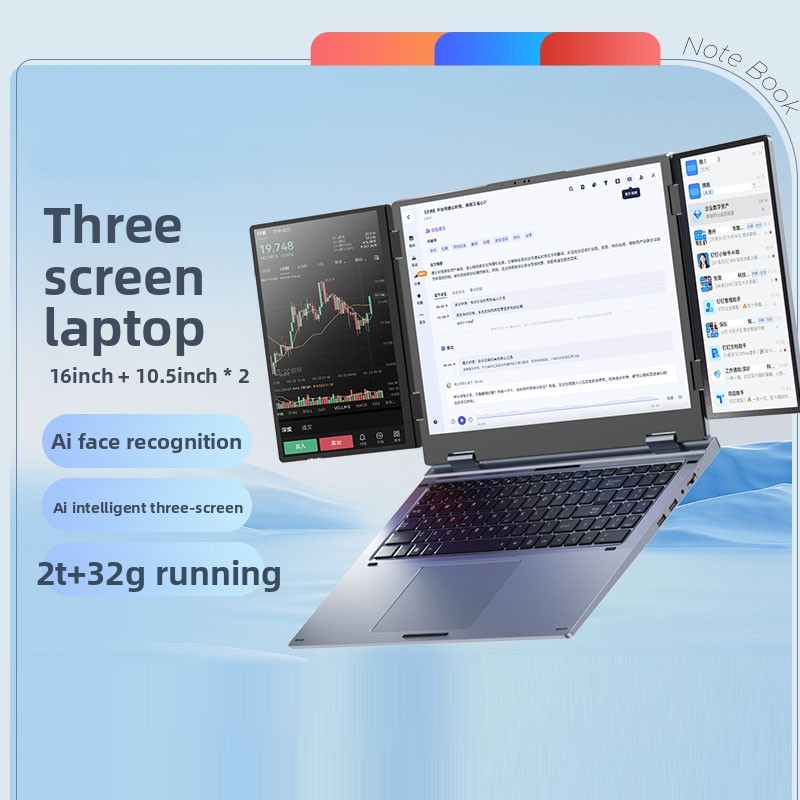 New OEM TriScreen Business Laptop with Intel Core I7  12 Cores 16 Threads 4.7GHz  16GB 32GB DDR4 RAM SSD English Keyboard