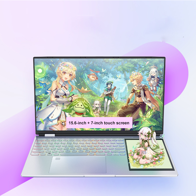 High Quality Dual Screen Laptop 15.6inch LCD Screen 7inch Touch Screen N150 Smart Handwriting 32GB RAM for Office Gaming