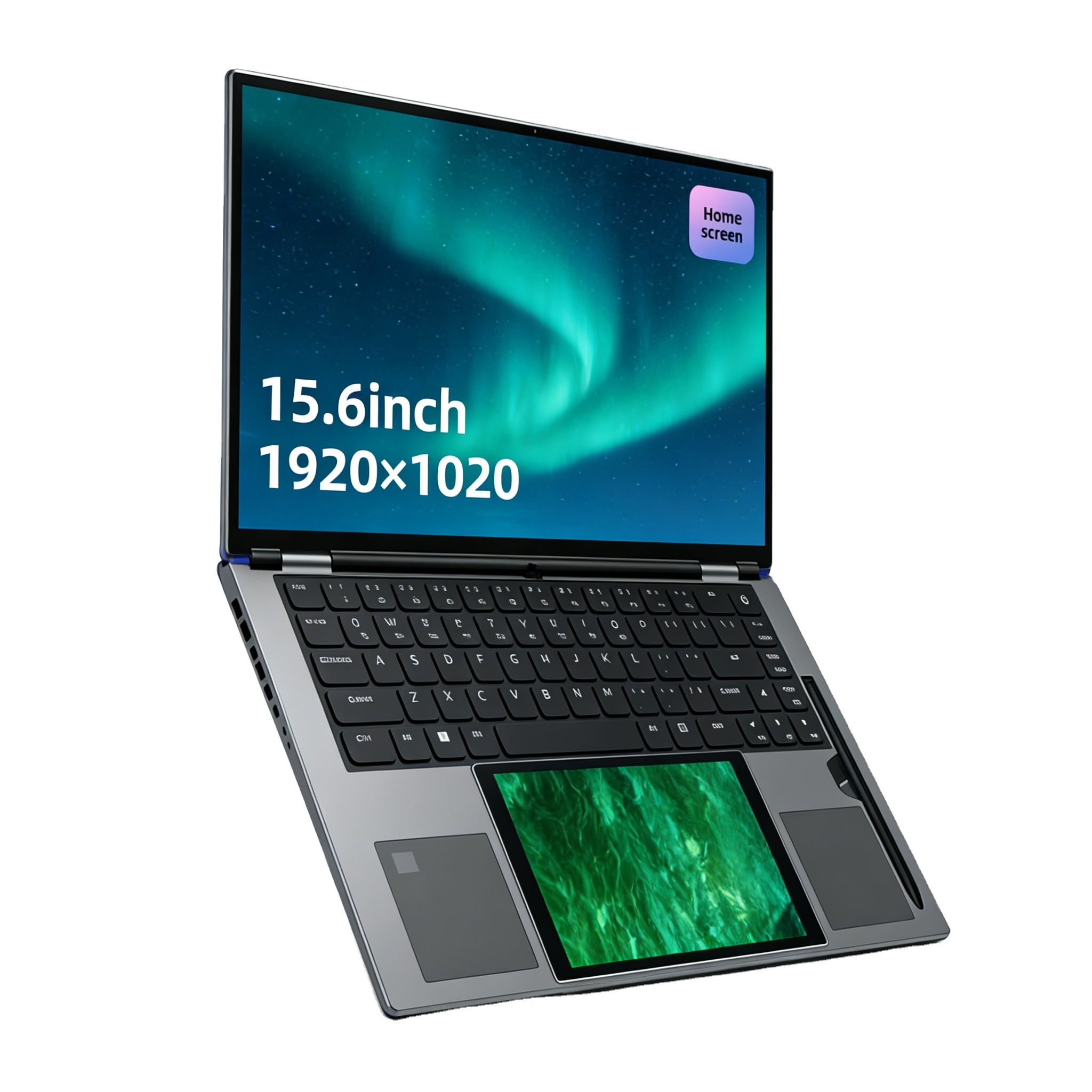 New 15.6 Inch 7 Inch Dual Screen Business Laptop Intel N150 Facial Recognition Camera Support 180 Degree Flip Dual Band WiFi