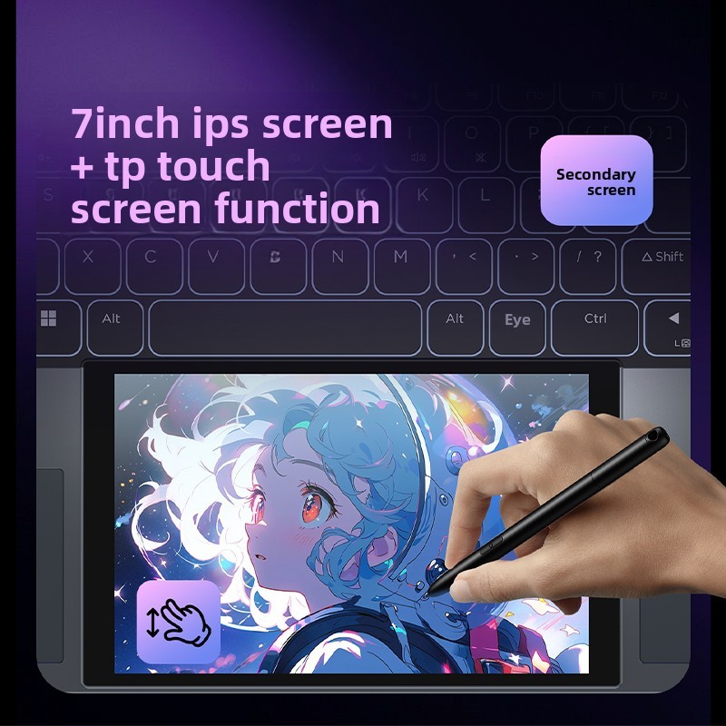 15.6 Inch 7 Inch Dual Screen Business Laptop Intel N150 Facial Recognition 180 Degree Flip Dual Band WiFi English 1TB SSD