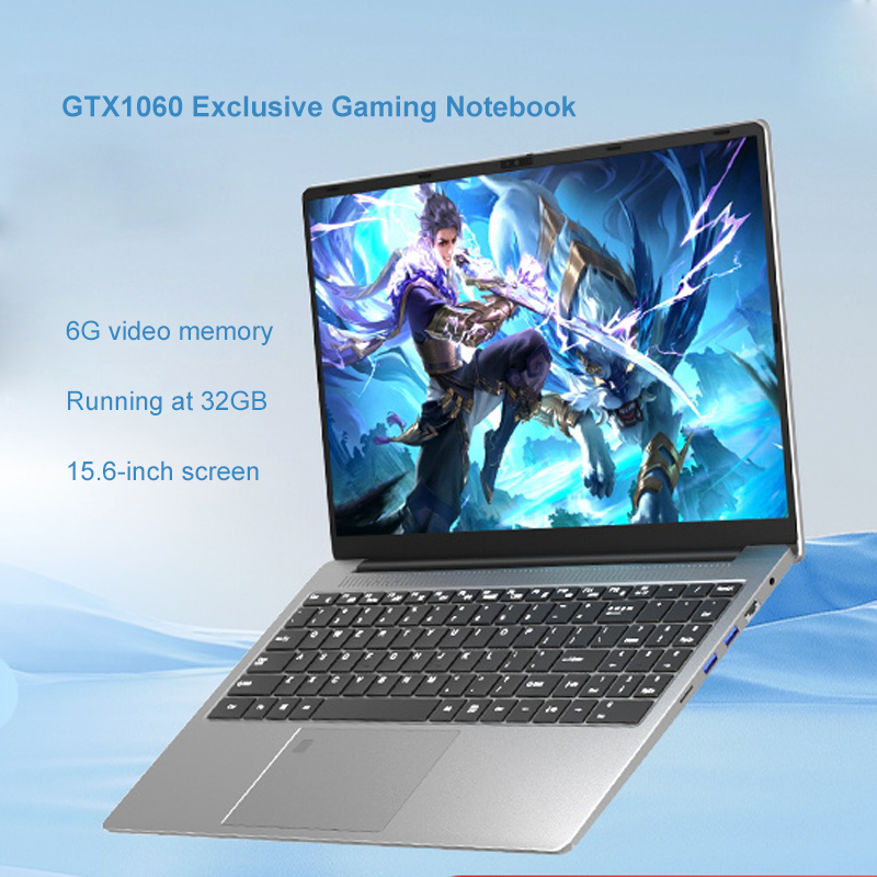 New High Performance 15.6 Inch Student Gaming Laptop Intel N95 GTX1060 6GB Metal SSD IPS Display Dual Fan Cooling